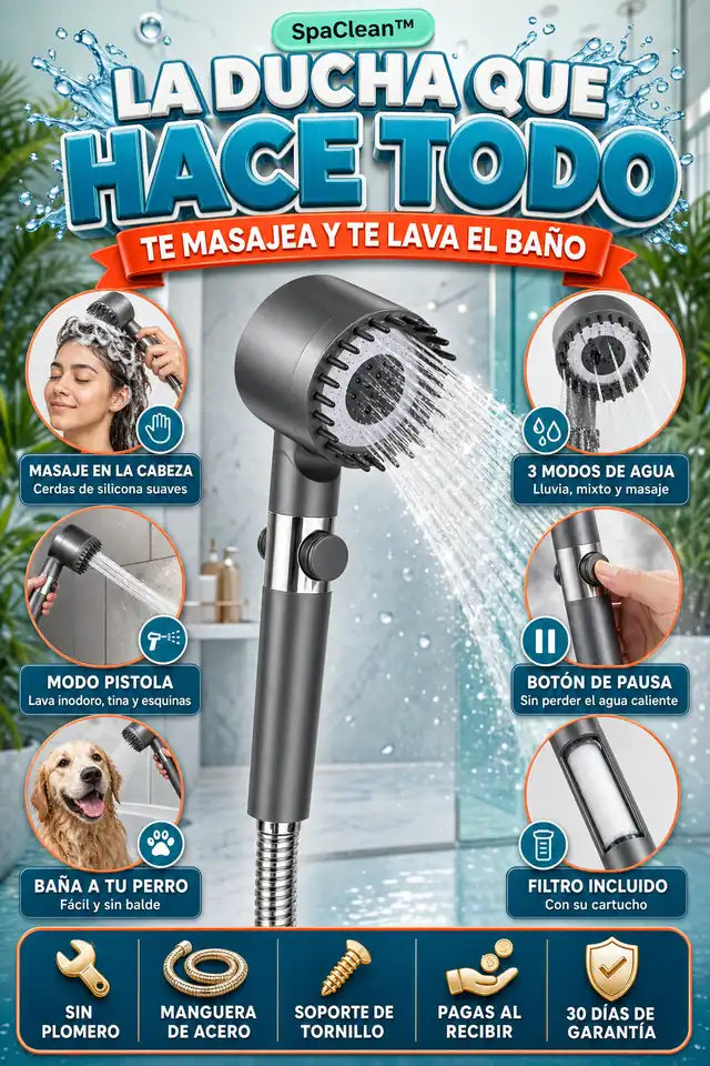 SpaClean™ - Ducha de Mano con Masaje y Modo Pistola - Envío Gratis