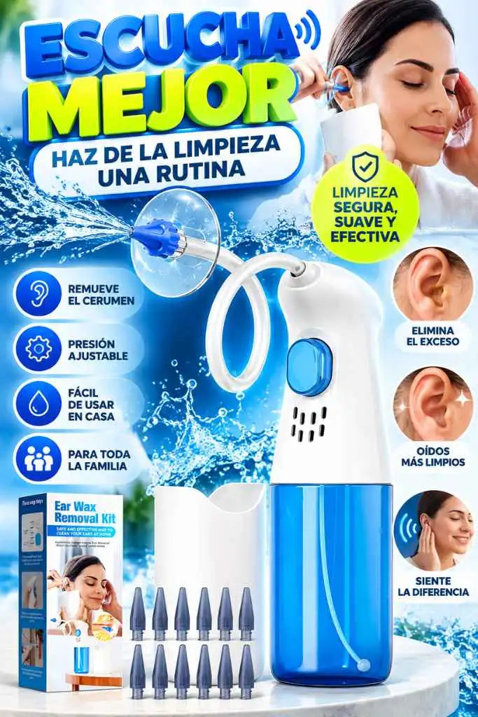 AquaEar™ – Elimina cera y Limpia tus oídos cómodamente desde casa