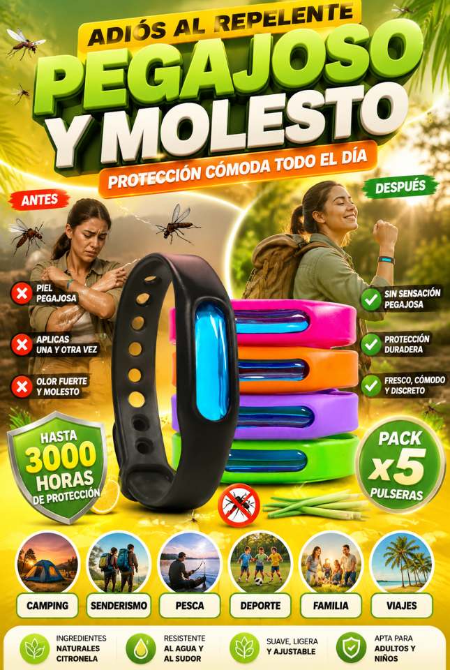 Pulsera Antisancudos Pack x5 | Ayuda a Mantener Alejados los Sancudos Sin Repelente Pegajoso
