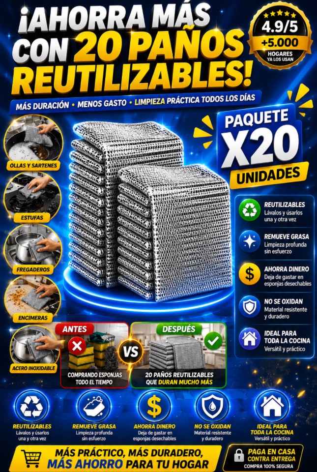 SmartScrub™ |2O PAÑOS | Compra Una Vez y Ahorra por Mucho Más Tiempo
