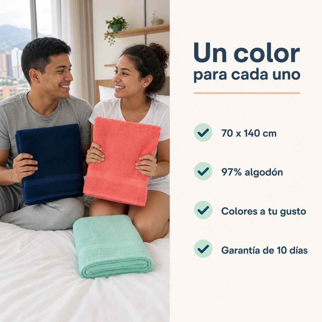 Juego de 3 Toallas de 70x140 - ESCRIBIR SI DESEAS LOS COLORES DIFERENTES