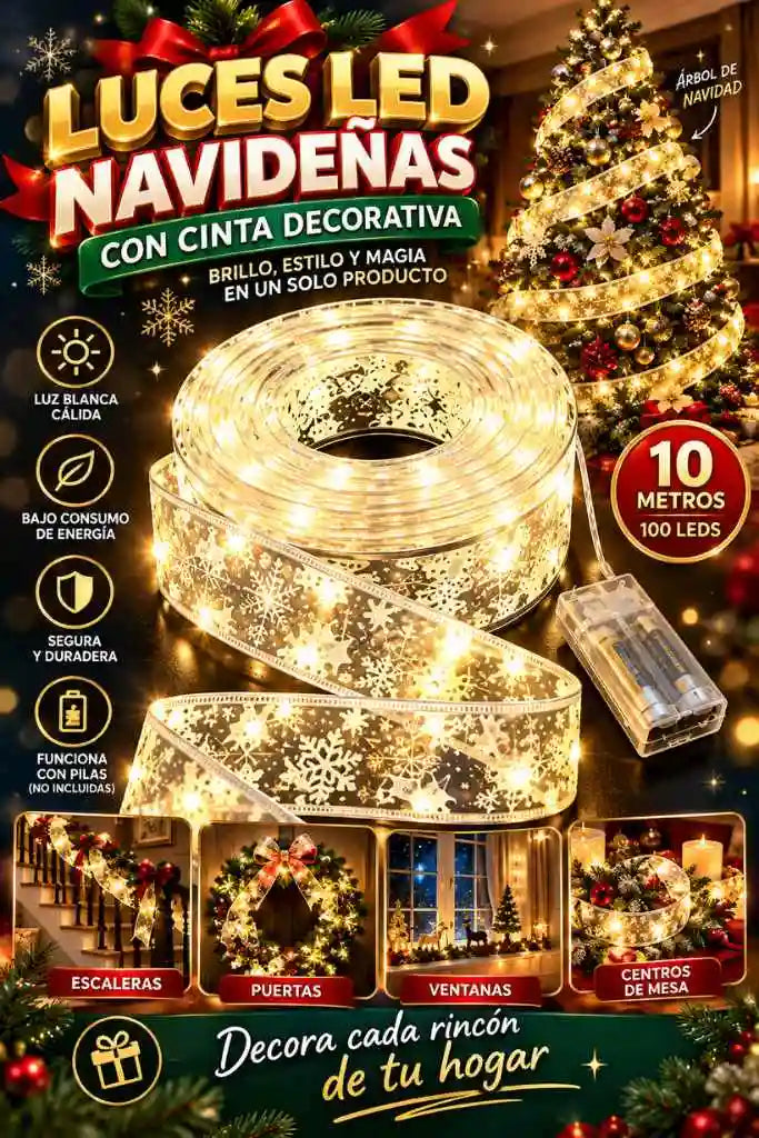 Cinta LED Navideña Moldeable 🎄✨ | Ilumina, Decora y Transforma tu Árbol en un Solo Paso