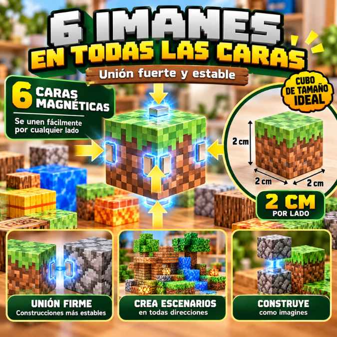 Cubimán™ - 100 Piezas de Cubos Magnéticos Pixelados - Envío Gratis
