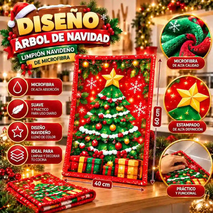 Pack x4 Limpiones Navideños de Microfibra – Decora tu Cocina con Alegría y Espíritu Navideño 🎄