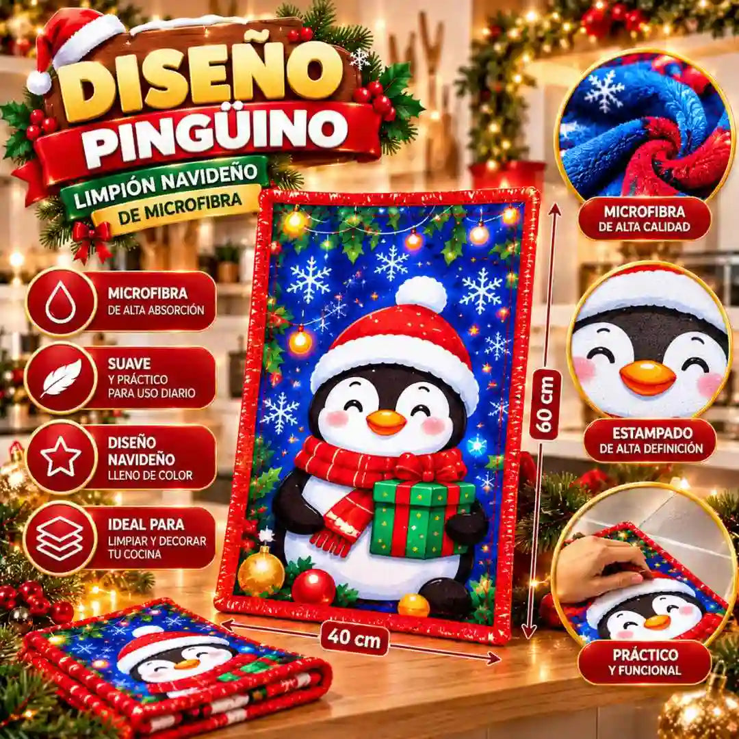 Pack x4 Limpiones Navideños de Microfibra – Decora tu Cocina con Alegría y Espíritu Navideño 🎄