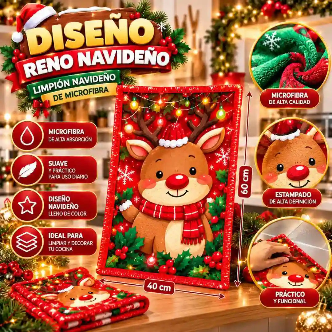 Pack x4 Limpiones Navideños de Microfibra – Decora tu Cocina con Alegría y Espíritu Navideño 🎄