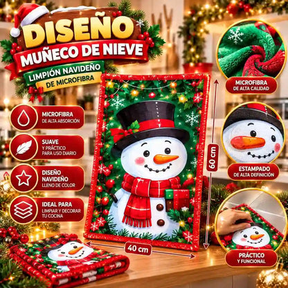 Pack x4 Limpiones Navideños de Microfibra – Decora tu Cocina con Alegría y Espíritu Navideño 🎄