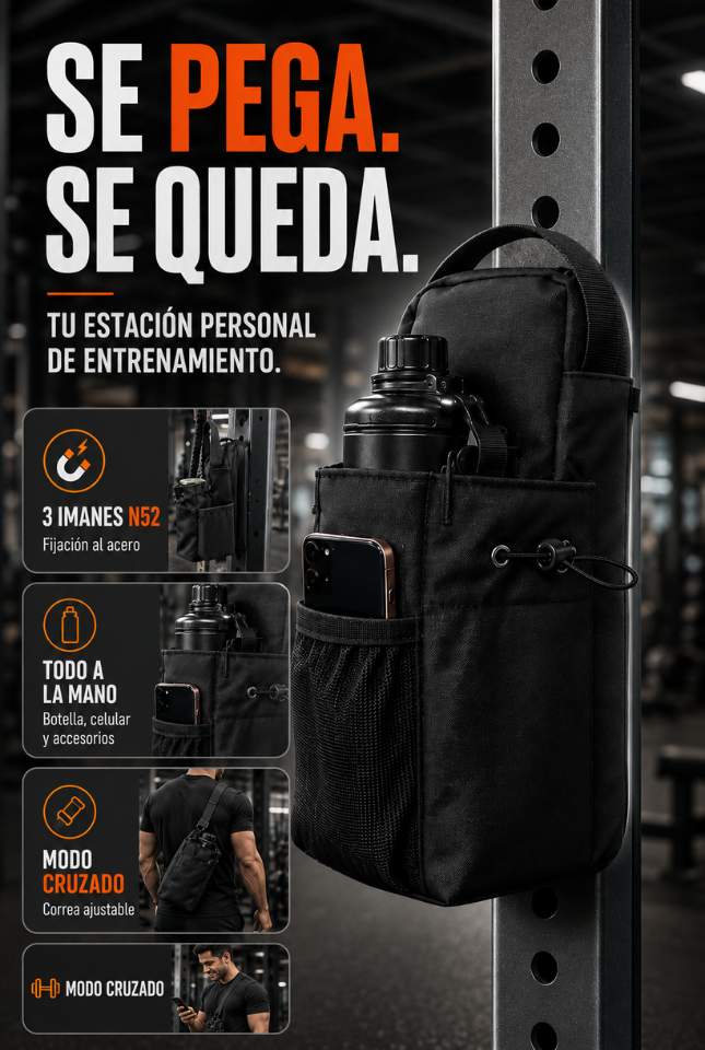 Bolso Magnético de Gimnasio – Se fija al acero y mantiene tus esenciales contigo