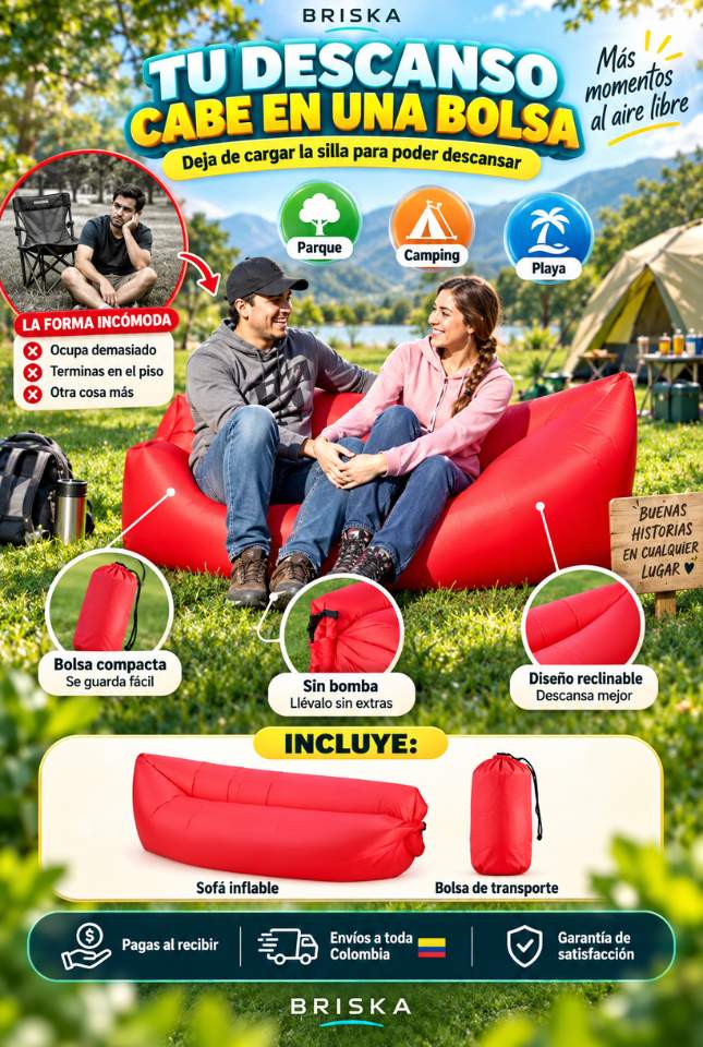BRISKA AirLounger — Descansa donde quieras sin cargar una silla grande