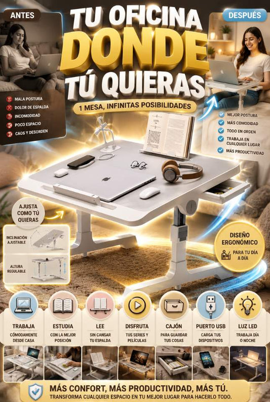 Mesa Portátil Multifuncional Innovo™ – Convierte Cualquier Espacio en Tu Lugar de Trabajo
