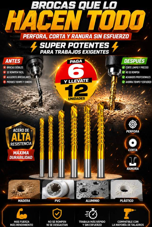 🪚 Kit de Brocas Fresadoras PRO | ⚡ Promoción Especial: 12 Brocas al Precio de 6
