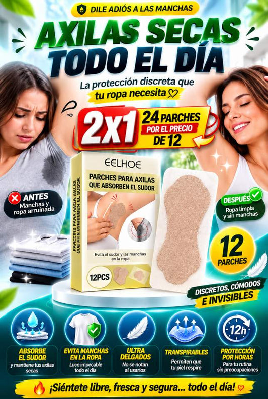 Parches para Axilas EELHOE | PROMO 24 PARCHES Protege tu Ropa del Sudor Todo el Día