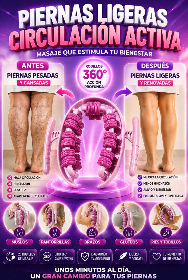 Masajeador de Rodillos 360° | Ayuda a aliviar la sensación de piernas cansadas y pesadas