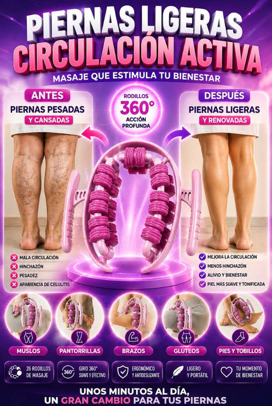 Masajeador de Rodillos 360° | Ayuda a aliviar la sensación de piernas cansadas y pesadas
