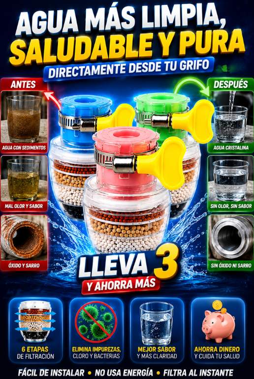 🔥 PACK x3 Filtros Purificadores de Agua Multicapa – Filtra Sedimentos e Impurezas Desde el Grifo