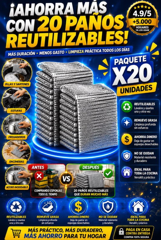 SmartScrub™ |2O PAÑOS | Compra Una Vez y Ahorra por Mucho Más Tiempo