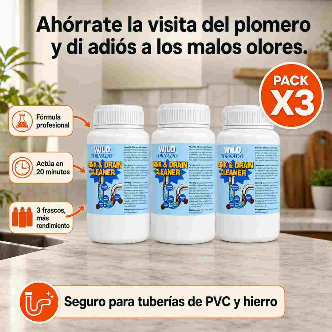 DestapaYa™ Wild Tornado x3 - Destapador de Cañerías en Polvo - Envío Gratis