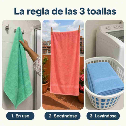 Juego de 3 Toallas de 70x140 - ESCRIBIR SI DESEAS LOS COLORES DIFERENTES