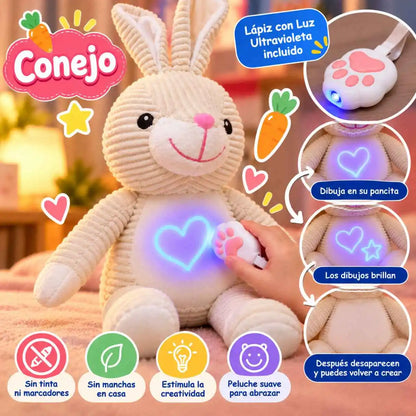 LUMIKIDS – Peluche Mágico para Dibujar en su Pancita con Luz, ¡Sin Tinta ni Manchas!