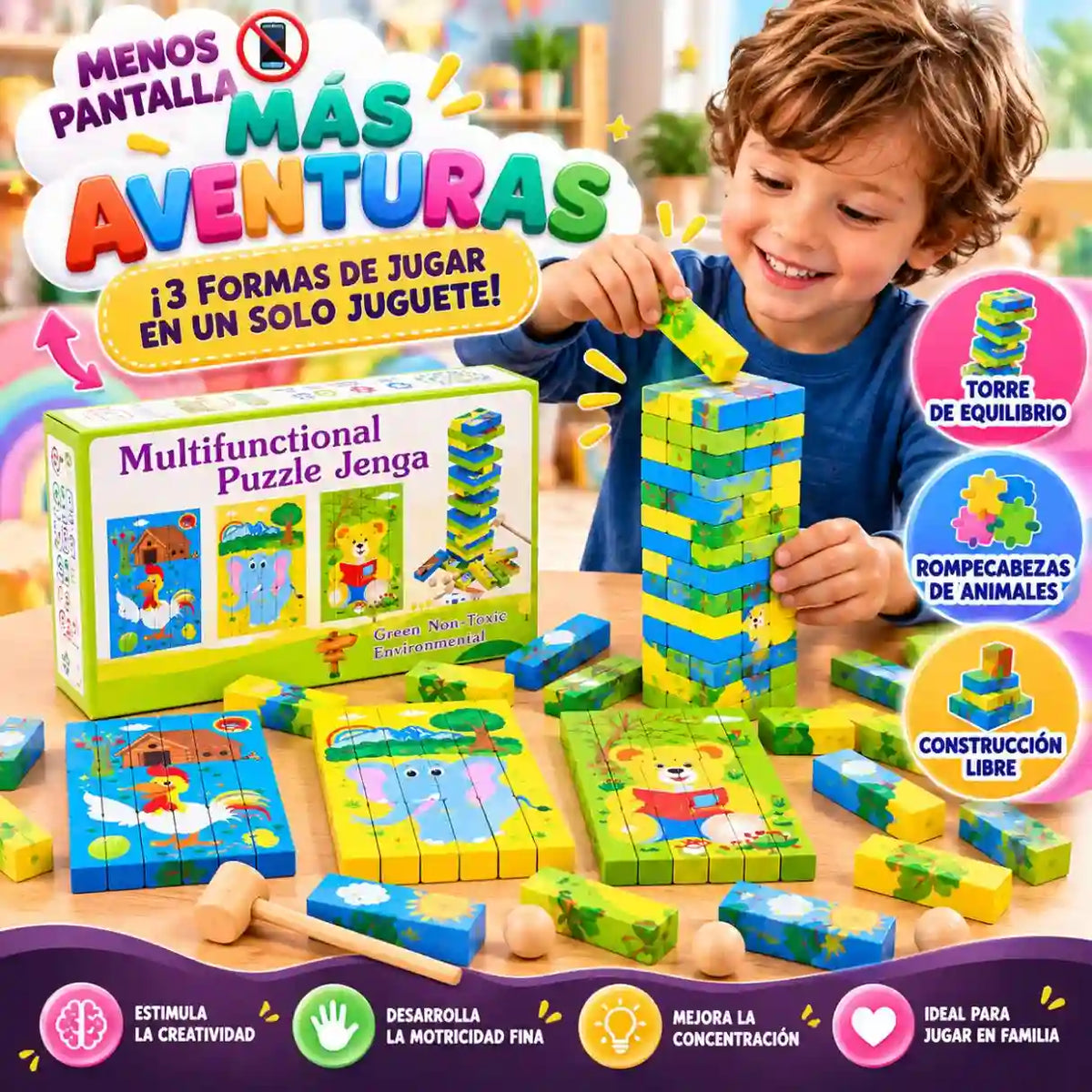 JUGAVIVA  3 en 1 – Menos Pantallas, Más Diversión y Aprendizaje en Familia 🧩