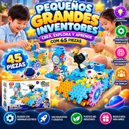 Bloques con Engranajes Eléctricos 45 Piezas – Estimula la creatividad y la motricidad fina 🧩